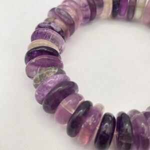 Beaded Purple‎ Fluorite Stretch Bracelet Natural Gemstone Bracelet Unisex